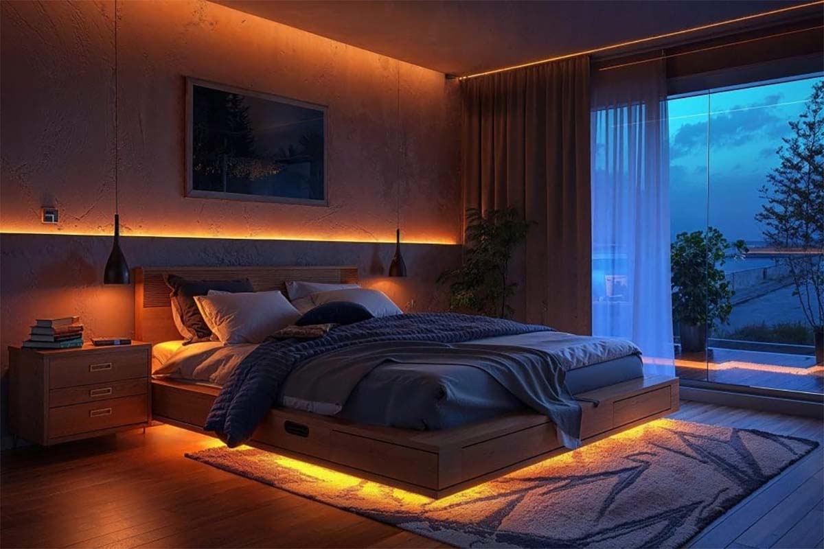 نور پردازی در اتاق خواب مستر